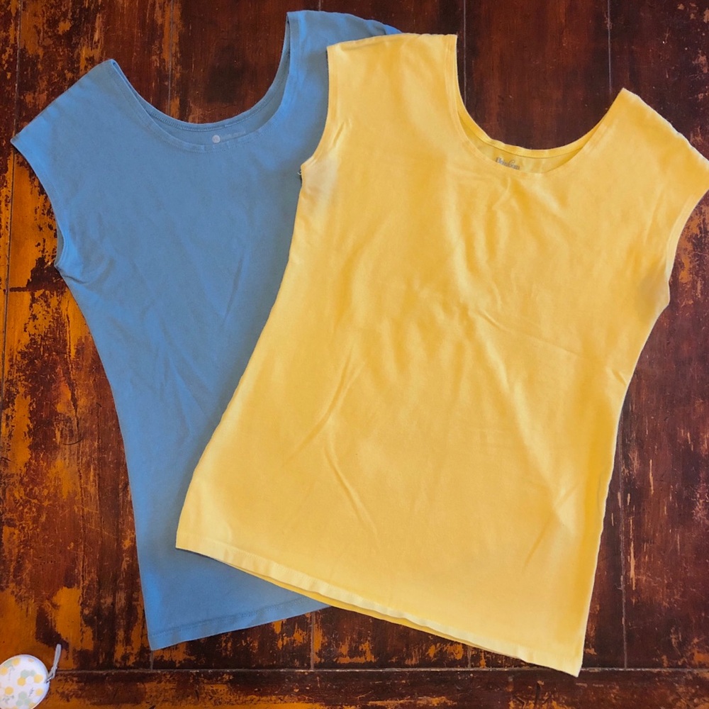 TWO Stretch Cotton Fitted / Layering Tees, S-M